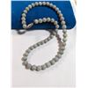Image 2 : VINTAGE GREEN STONES BEADS NECKLACE, MARKED SILVER CLASP