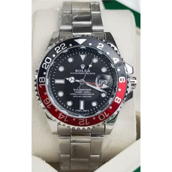 ROLEX SUBMARINER, BLACK DIAL, BLACK/ RED BEZEL - UNAUTHENTIC