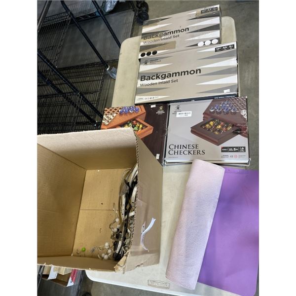 BOX OF BOARD GAMES YOGA MAT AND MORE