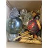 Image 5 : BOX OF HOME DECOR ITEMS INCLUDING CHESS PIECES, MINIATURE GLOBES