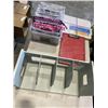 Image 1 : TRAY OF NEW MAKEUP POUCHES AND A DRY ERASE BOARD