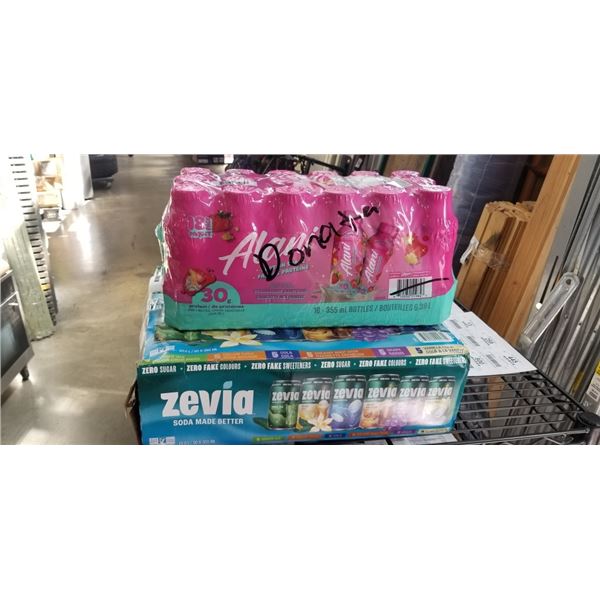 CASE OF ALANI PROTIEN DRINKS AND ZEVIA SODA
