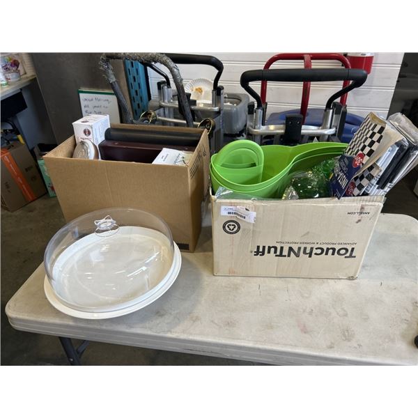 2 BOXES OF ASSORTED HOUSEHOLD AND DECOR