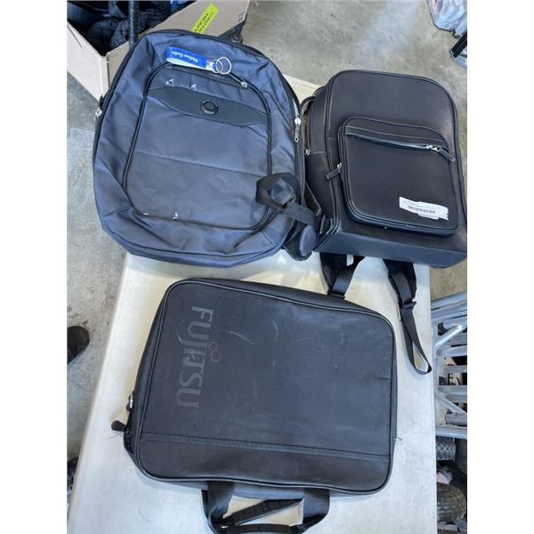 DELSEY PARIS BACKPACK AND FUJITSU LAPTOP BAG AND ZARA BLACK BACKPACK