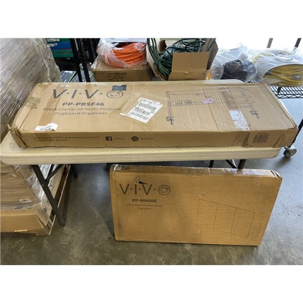 VIVO BLACK WALL MOUNTED METAL PEGBOARD AND BLACK CLAMP ON MULTI PURPOSE PEGBOARD ORGANIZER