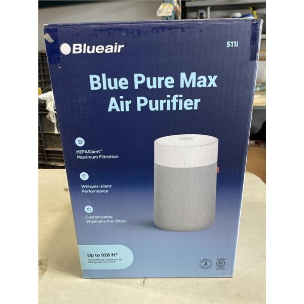 BLUEAIR BLUE PURE 511i MAX AIR PUFIFIER W/ HEPASILENT FILTER, 1138 SQ FT - TESTED WORKING, RETAIL $1