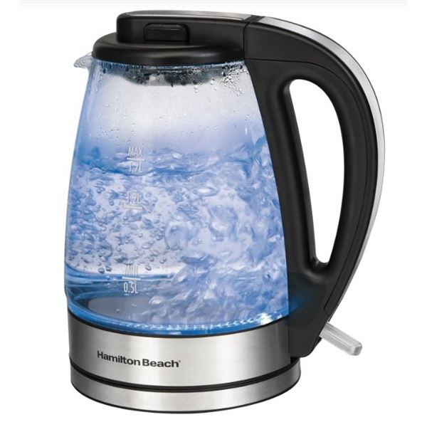 HAMILTON BEACH 1.7L ELECTRIC GLASS KETTLE - TESTED WORKING