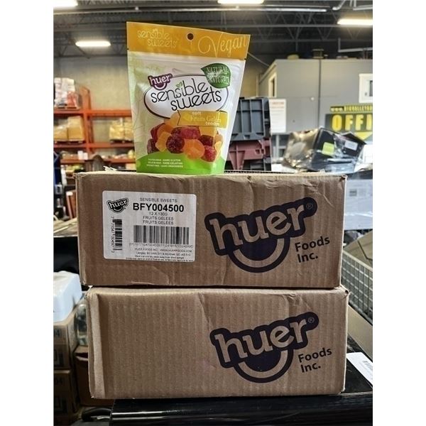 2 NEW CASES OF HUER SENSIBLE SWEETS SOFT FRUIT JELLIES, 12 130G BAGS PER CASE INDIVIDUALLY WRAPPED F