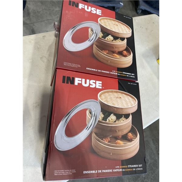 2 INFUSE 4 PC BAMBOO STEAMER SET