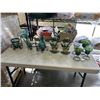 Image 1 : DECORATIVE GLASS VASES WITH STANDS AND TWO CAST IRON DOOR STOPS