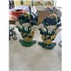 Image 3 : DECORATIVE GLASS VASES WITH STANDS AND TWO CAST IRON DOOR STOPS