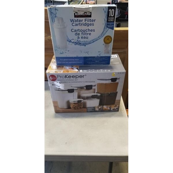 PROKEEPER 6 PIECE BAKERS STORAGE SET AND KIRKLAND WATER FILTER CARTRIDGES