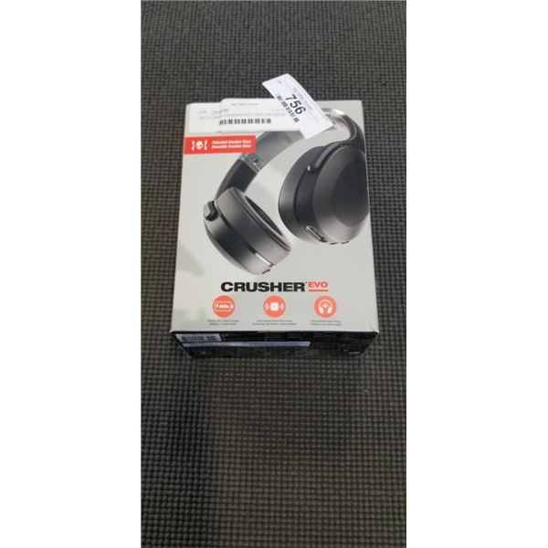 SKULLCANDY CRUSHER EVO OVER EAR SOUND ISOLATING WIRELESS HEADPHONES W/ MIC - TESTED WORKING, RETAIL 