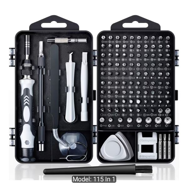 NEW 115 IN 1 PRECISION SCREWDRIVER BIT SET WITH MAGNETIC TIP, EXTENSION AND MORE
