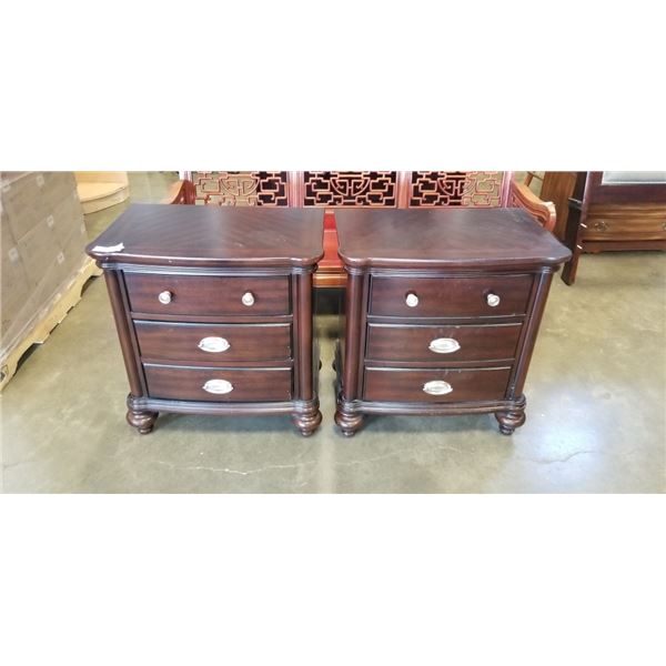 PAIR OF MAHOGANY 3 DRAWER NIGHTSTANDS