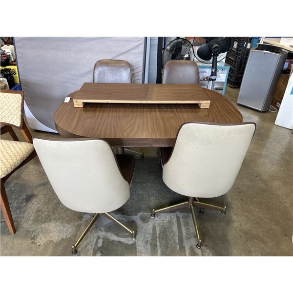 VINTAGE OVAL TABLE AND 4 SWIVEL CHAIRS