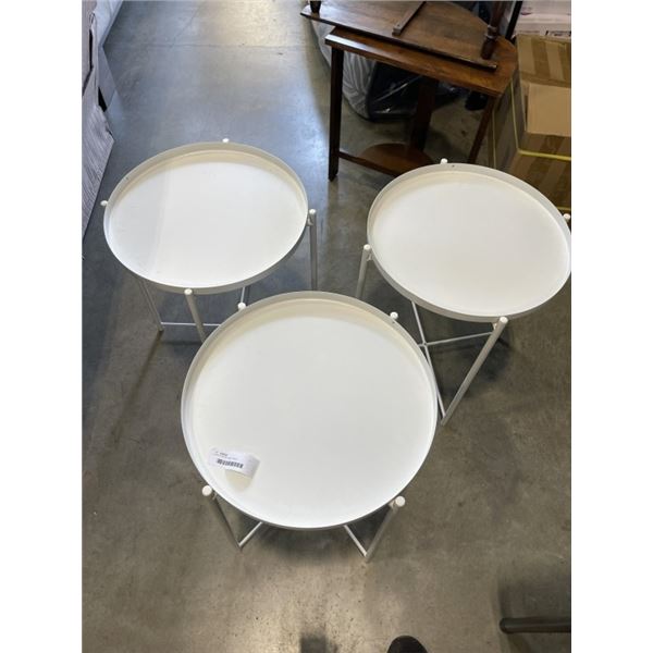 3 WHITE METAL SIDE TABLES
