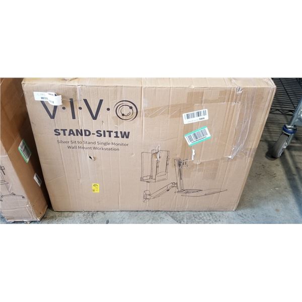 VIVO SILVER SIT TO STAND SINGLE MONITOR WALL MOUNT WORKSTATION
