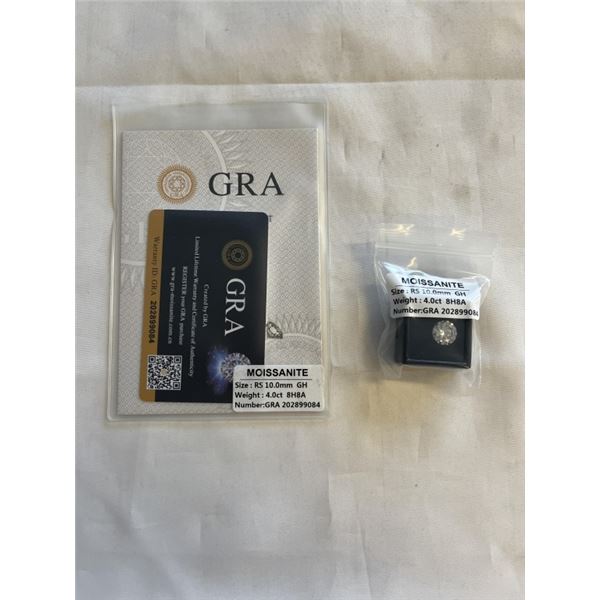 NEW 4.0CT MOISSANITE STONE, ROUND BRILLIANT CUT, GH-VVS1 TESTS POSITIVE W/ DIAMOND TESTER (MORE BRIL