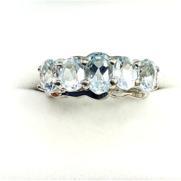 STERLING SILVER NATURAL BLUE TOPAZ RING, SIZE 7, RETAIL $450.00.