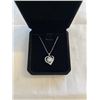 Image 1 : NEW S925 0.6CT SIMULATED DIAMOND (CZ) HEART HALO NECKLACE, 16-18" LONG, MOUNTED IN 925 STERLING SILV