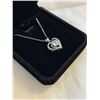 Image 3 : NEW S925 0.6CT SIMULATED DIAMOND (CZ) HEART HALO NECKLACE, 16-18" LONG, MOUNTED IN 925 STERLING SILV