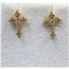 Image 1 : GOLD PLATED STERLING SILVER MOISSANITE CROSS EARRING, W/A $350.00.