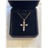 Image 2 : NEW 18K GOLD PLATED 30.0MM SIMULATED DIAMOND (CZ) CROSS NECKLACE, CHAIN 18" LONG