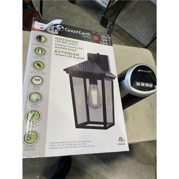 GOODEARTH OUTDOOR LED WALL LANTERN AND BIONAIRE TOWER FAN
