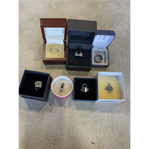 7 LADIES RINGS IN BOXES