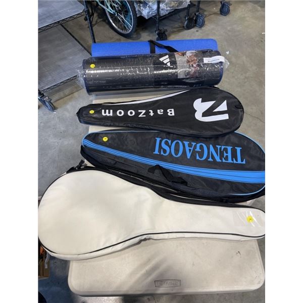 2 EXERCISE MATS AND BATMINTON RACKET CASES