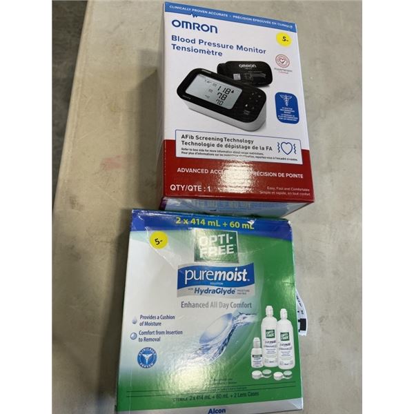 OMRON BLOOD PRESSURE MONITOR AND OPTI-FREE PUREMOIST SOLUTION