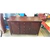 Image 1 : DARK FINISH WOOD 2 DOOR CABINET WITH 4 CENTRAL DRAWERS