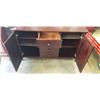 Image 3 : DARK FINISH WOOD 2 DOOR CABINET WITH 4 CENTRAL DRAWERS