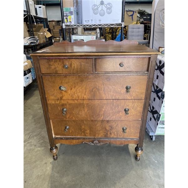 ANTIQUE WALNUT 5 DRAWER DRESSER