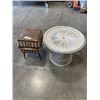 Image 1 : ROUND RATTAN TABLE AND SEWING BASKET