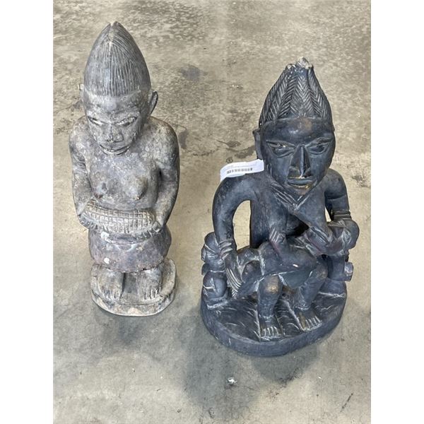 2 AFRICAN OLD WOOD CARVINGS, 24 INCH TALL