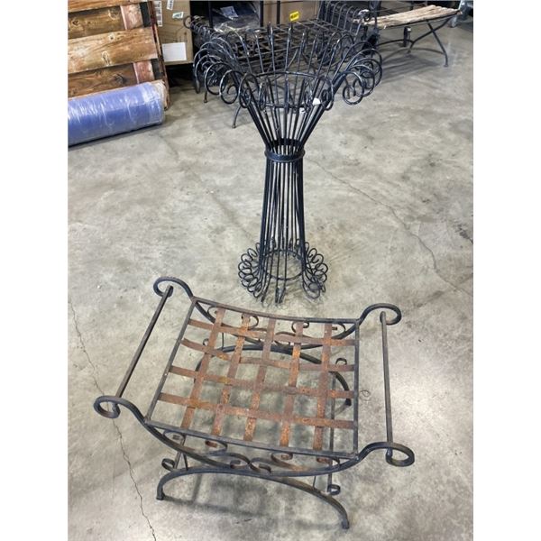 CAST IRON PATIO BENCH AND PLANT POT