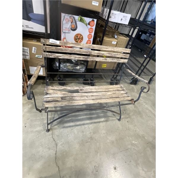 VINTAGE CAST IRON AND WOOD PATIO BENCH