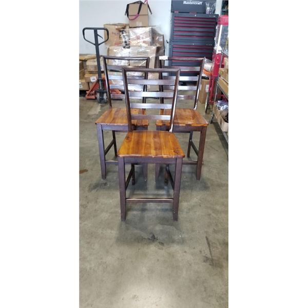 3 WOOD BAR STOOLS