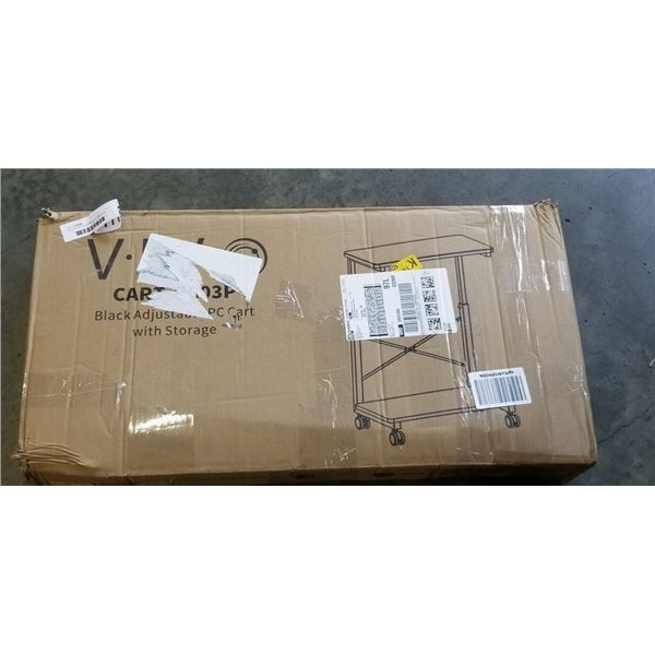 VIVO BLACK ADJUSTABLE PC CART WITH STORAGE