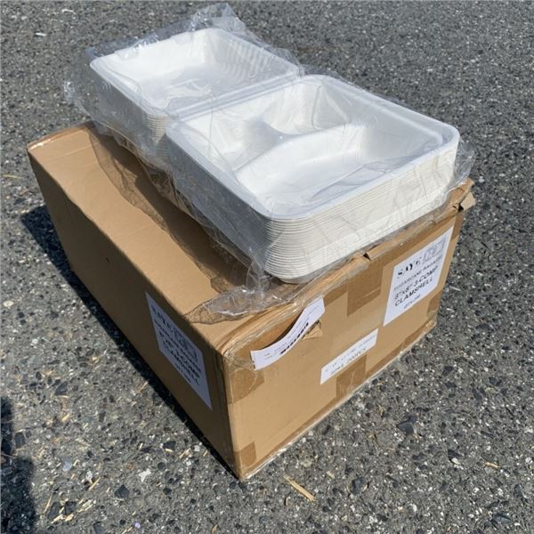 CASE OF SAYE 8" X 8" 3 COMPARMENT CLAMSHELL CONTAINERS 200CT