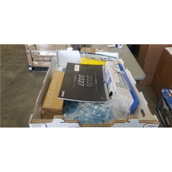 TRAY OF AMAZON OVERSTOCK INCLUDING H20 WATER BOTTLE, ICO PROFESSIONAL WHIPPED CREAM DISPENSER, EXCEL
