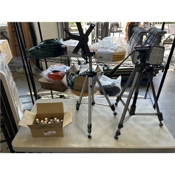 2 TRIPODS AND ASSORTED NAIL POLISH