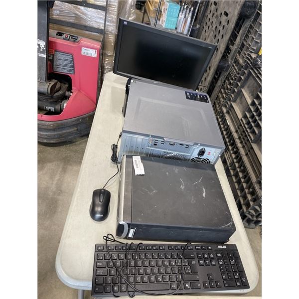 2 COMPUTERS, MONITOR, KEYBOARD, AND MOUSE