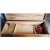 Image 2 : LARGE WOODEN TRUNK 58: LONG, 23" WIDE W/ TIE DOWN STRAPS
