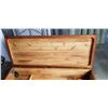 Image 3 : LARGE WOODEN TRUNK 58: LONG, 23" WIDE W/ TIE DOWN STRAPS