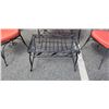 Image 2 : 4PC OUTDOOR PATIO CONVERSATION SET W/ ORANGE CUSHIONS - LOVE SEAT, 2 CHAIRS, AND TABLE