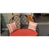 Image 5 : 4PC OUTDOOR PATIO CONVERSATION SET W/ ORANGE CUSHIONS - LOVE SEAT, 2 CHAIRS, AND TABLE