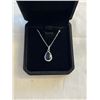 Image 1 : NEW PLATINUM PLATED 2.0CT PEAR CUT BLUE SIMULATED DIAMOND (CZ) HALO NECKLACE, 16-18" LONG